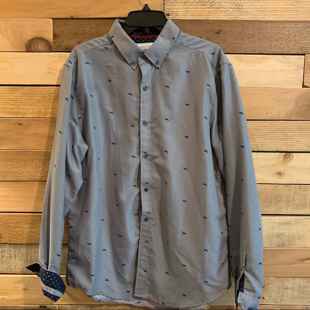 Fun Dress Shirt w/ deer print -Large